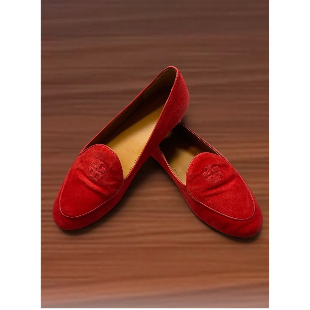 Tory Burch Bombé Loafer | Bright Carnelian Red Suede | 6.5